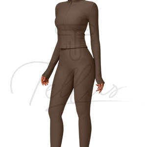 Ensemble de sport et yoga 2 pièces pour femme – Vêtements de gym respirants et légers avec leggings taille haute et short à motif uni et logo frontal - Product Image 4