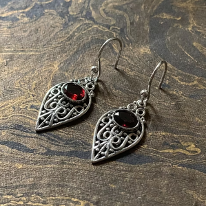 Boucles d'oreilles pendantes en grenat naturel de 3,1 grammes, en argent sterling 925, bijoux vintage en filigrane pour femmes - Product Image 2