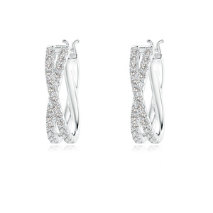 Pendientes de Aro de Diamantes Cultivados en Laboratorio con Diseño de Espiral Infinita de Lujo, con Doble Hilera de Pavé en Oro de 10K, 14K, 18K, Plata de Ley 925 y 935 - Product Image 3