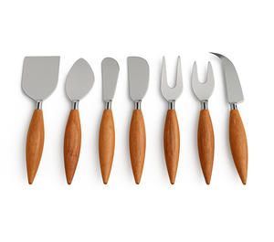 Couteau à fromage en acier inoxydable avec manche en bois d'acacia, fourchette à fromage plate étroite, petite spatule, écologique, compatible lave-vaisselle - Product Image 5
