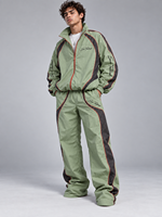 Ensemble de survêtement vert pour homme Sam Tactich, veste et pantalon de sport amples et respirants en polyester avec fermeture éclair intégrale