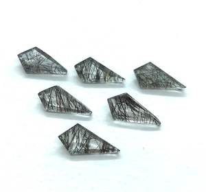 Piedra Preciosa de Cuarzo Rutilado Negro Natural de Calidad Premium, 7x14 mm, Forma de Cometa, Facetada, con Inclusión de Aguja, Venta al Por Mayor de Gemas Europeas - Product Image 3