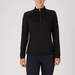 Camiseta Interior de Manga Larga con Cierre para Mujer, Negra, Tejida, Transpirable, Reversible, de Secado Rápido, para Montar a Caballo - Product Image 2