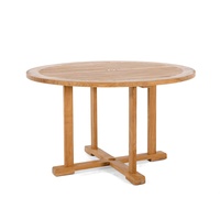 Table de salle à manger extérieure moderne en teck massif écologique pour patio et jardin, 4 places