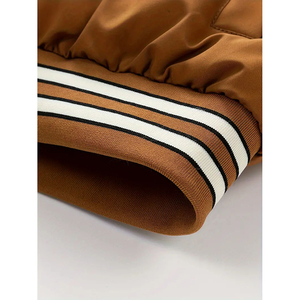 Men's Hooded Puffer Jacket Canvas Brown <b>White</b> Embroidered Letter Print Zipper Closure Casual <b>Winter</b> <b>Coat</b> Thick Polyester Filling - Product Image 4