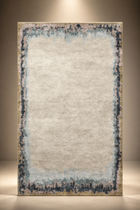 Alfombra Moderna de Lana Anudada a Mano, Diseño Abstracto Azul Rectangular, Antideslizante, Pelo Medio, Base de Látex, para Sala de Estar, Dormitorio, Hotel - Product Image 1