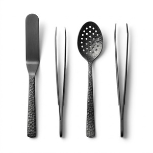 Professional Chef Plating Sets <b>Heavy</b> <b>Duty</b> Stainless Steel Utensils Set 4 Piece Spatula Slotted Spoon Tongs Oven <b>Safe</b> Hand Wash - Product Image 2