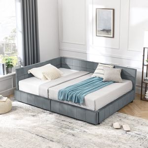 Letto contenitore matrimoniale trapuntato con schienale e braccioli confortevoli, divano letto imbottito per camera da letto - Product Image 6