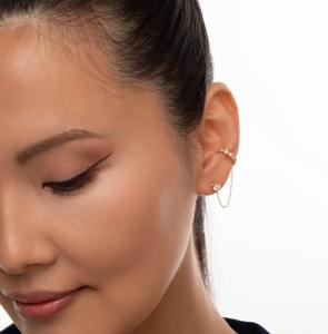 Pendiente de Oreja Individual de Oro Sólido de 14K con Diamante Cultivado en Laboratorio, Aro para Cartílago Helix, Joyería Fina Elegante para Mujer - Product Image 6