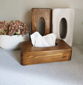 Boîte à mouchoirs en bois décorée, personnalisée et unique, design en noyer, accessoires de bureau très demandés - Product Image 3