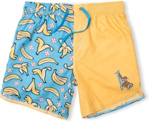 Pantalones cortos de baño para hombre con estampado de béisbol y plátanos, cintura elástica, secado rápido, estilo casual, con patrón de dibujos animados, azul y amarillo - Product Image 4
