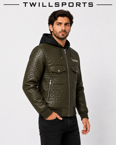 Custom Men's Quilted PU Leather Biker <b>Jacket</b> Premium Motorcycle Outerwear Long Sleeve Stylish Stand Collar Waterproof Breathable - Product Image 5