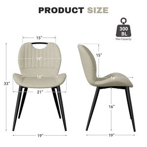 Moderna comoda sedia da pranzo Set di 2 sedie laterali cucina in tessuto con cuscini spessi per sala da pranzo - Product Image 4