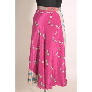Women's Vintage Floral Printed Silk Maxi <b>Wrap</b> <b>Skirt</b> Handmade Custom Boho Chic - Product Image 1