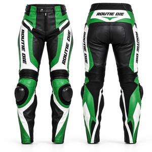 Pantalon de moto en cuir imprimé personnalisé pour femme, pantalon de course de motocross, pantalon de motard color block pour femme, vêtement d'extérieur pour la conduite - Product Image 2