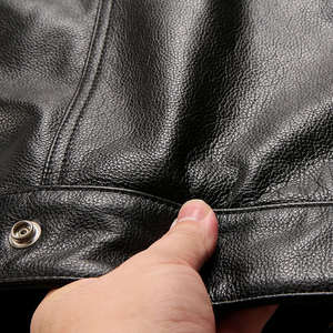 Nouvelle veste de motard tendance 2026 pour homme en cuir véritable, noire, col montant, fermeture éclair, style moto, respirante - Product Image 5