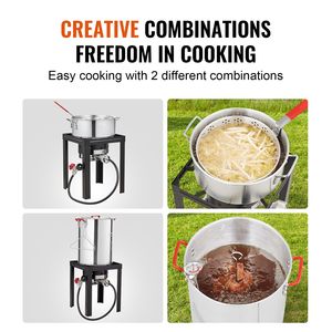 Set Friggitrice per Tacchino da 30 Qt e Vaporiera per Pesce da 10 Qt, Pentola per Friggere Frutti di Mare in Alluminio per Esterni con Bruciatore a Propano da 54.000 BTU - Product Image 5