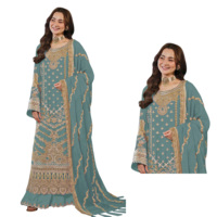 Traje pakistaní completamente cosido de georgette sintético pesado con bordado de lentejuelas y trabajo Khatli, Salwar Kameez para boda
