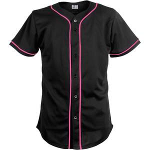 Maillot de baseball personnalisé Pullonsy pour hommes, entièrement boutonné, en maille brodée, noir, tailles S-8XL, respirant, pour softball, avec nom et numéros d'équipe - Product Image 5