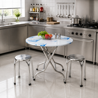 Table ronde pliante de 80 cm et 95 cm, imperméable, pour restaurant en plein air, fournie par l'usine