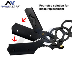 Rasoir droit professionnel de qualité supérieure pour barbier, double anneau, en acier inoxydable, pour hommes - Product Image 6