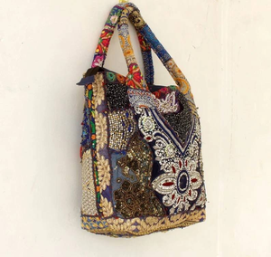 Bolso tote indio con cuentas, bolso de hombro Banjara, bolso de compras grande hecho a mano para mujer - Product Image 1
