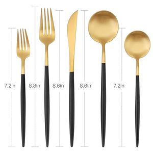 Juego de cubiertos de acero inoxidable con acabado satinado, nuevo, para cocina, cuchillos, cucharas, tenedores, latón pulido satinado - Product Image 6