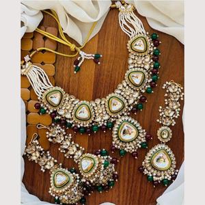 Bridal Kundan Stone Necklace <b>Set</b> with Earrings-Ethnic <b>Indian</b> <b>Jewelry</b> - Product Image 1