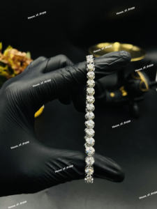 Pulsera de tenis con incrustaciones de moissanita plateada de corte redondo, estilo diamante, joyería de lujo hip hop para hombres y mujeres - Product Image 4