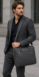 Sac Messager pour Ordinateur Portable en Cuir Véritable Gravs pour Homme - Léger, Durable, Luxe, Fermeture Éclair, Haute Qualité - Product Image 4