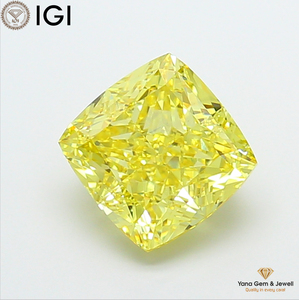 เพชรทรงคุชชั่น 5.01 กะรัต ความสะอาดระดับ VS1 สีเหลืองสดใส พร้อมใบรับรอง IGI เพชร CVD ที่เพาะเลี้ยงในห้องปฏิบัติการ สำหรับออกแบบเครื่องประดับของคุณ - Product Image 1
