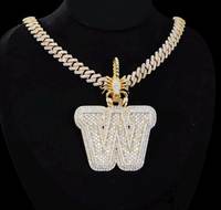 Pendentif Lettre W en Argent Sterling 925 Plaqué Or 18 carats avec Moissanite et Diamant Dvars, Sertissage Griffe, Breloque Scorpion, Style Hip Hop pour Rappeur