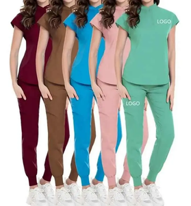 Ensemble de tenues médicales personnalisées pour femmes, style jogger, uniforme d'infirmière, tenue d'hôpital, ensemble de blouses d'allaitement, style tendance, noir, en promotion - Product Image 1