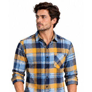 <b>Mens</b> <b>Flannel</b> <b>Shirt</b> Plaid Casual Button Down Checkered Workwear Outdoor Clothing Custom Wholesale Manufacturer OEM ODM Work <b>Shirt</b> - Product Image 5