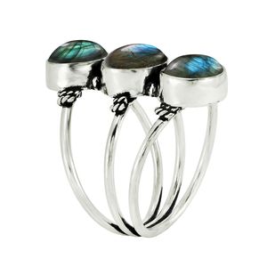 Bague GOURIK pour femme en argent sterling 925, labradorite multi-pierres, style vintage, oxydée, avec pierres précieuses, pour un usage quotidien - Product Image 3