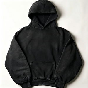 Acid Wash Hoodie Garment Dyed Sweatshirt Oversized Hooded <b>Top</b> Vintage Faded Finish <b>Long</b> <b>Sleeve</b> Urban Casual Apparel Wholesale - Product Image 1