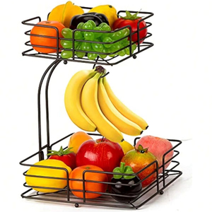 Cesta de frutas clásica de hierro, ideal para hogares tradicionales, para mantener las frutas organizadas y limpias en las encimeras. - Product Image 1