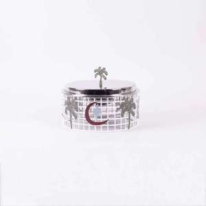 Decorative Silver Conical <b>Lid</b> Food Warmer <b>with</b> Wooden Base Crisscross Pattern Elegant Casserole Pot Kitchenware Home Decor - Product Image 1