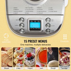 Macchina per il Pane Automatica da 3LB con Piastra in Ceramica Antiaderente, Impostazione Senza Glutine per Pane Integrale, Uso Domestico - Product Image 2