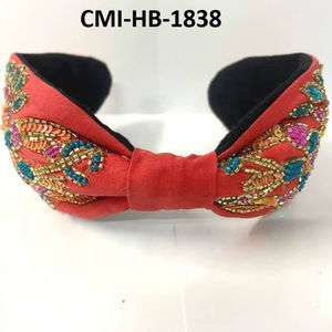 Diadema anudada de diamantes de imitación de perlas de Color sólido personalizada única para Mujer Accesorios para el cabello personalizados de moda Simple - Product Image 1