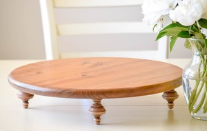 High Quality Round Wooden <b>Cake</b> <b>Stand</b> Handmade <b>White</b> Frosted <b>Cake</b> Display Serving Tray For Dessert Presentation - Product Image 5