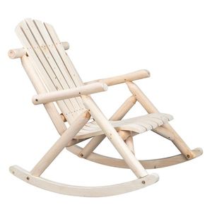 Sedia a dondolo in legno di abete color legno naturale per esterni - 65x95x96cm - Product Image 5