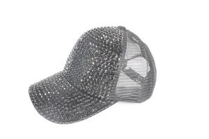 Custom Fashionable Polyester/Cotton Sports Trucker <b>Hat</b> Rhinestone Bling Breathable Mesh Curved 6-Panel Adjustable Spring/<b>Summer</b> - Product Image 4