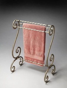 Double Tier Metal <b>Towel</b> Rack <b>Standing</b> Rectangle Shape Traditional Style Bathroom Storage Holder Durable Iron Frame - Product Image 3