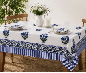 Beautiful Customized Floral Cotton Tablecloth Eco-Friendly Handmade Modern Design Washable Reusable Durable <b>Table</b> <b>Cover</b> for - Product Image 1