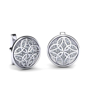 Boutons de manchette argentés pour homme avec incrustation de strass en cristal, sertissage à la française, bijoux de cérémonie - Product Image 5