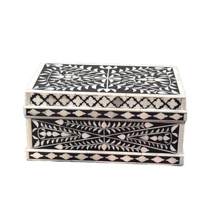 Boîtes à bijoux de luxe faites à la main en cuir et en bois avec boîte incrustée d'os vente - Product Image 1