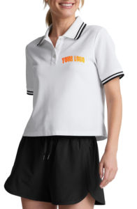 Polo femme en coton 100% de haute qualité, coupe slim, logo imprimé sur mesure, style streetwear, ample et confortable. - Product Image 4