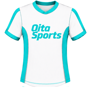 Camiseta de Rugby Blanca Turquesa de Manga Corta con Cuello en V, Uniforme de Equipo Personalizado, Transpirable, para Entrenamiento Deportivo - Product Image 1