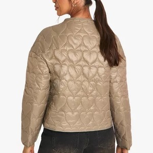 OEM <b>Women</b> Fashionable Padded Quilted Jacket Long Sleeve Zipper Casual Windproof Breathable Logo Front Polyester Puffer <b>Coat</b> - Product Image 6